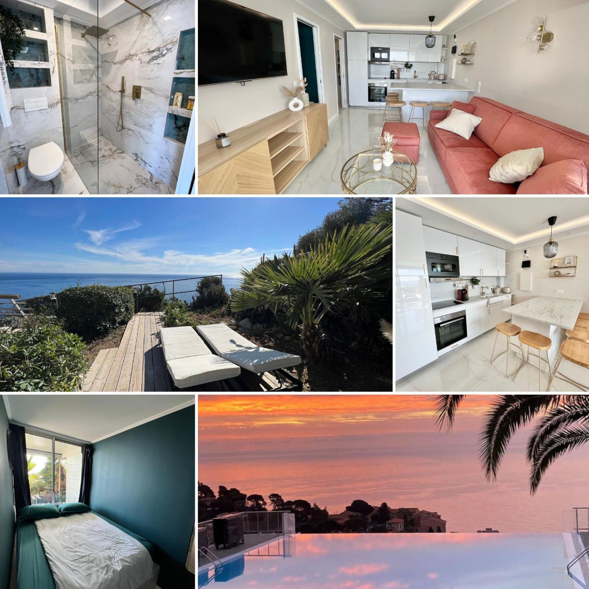 Luxueux Appartement - Vue Mer - Piscine - Free Parking - Monaco Cap-d'Ail Zewnętrze zdjęcie